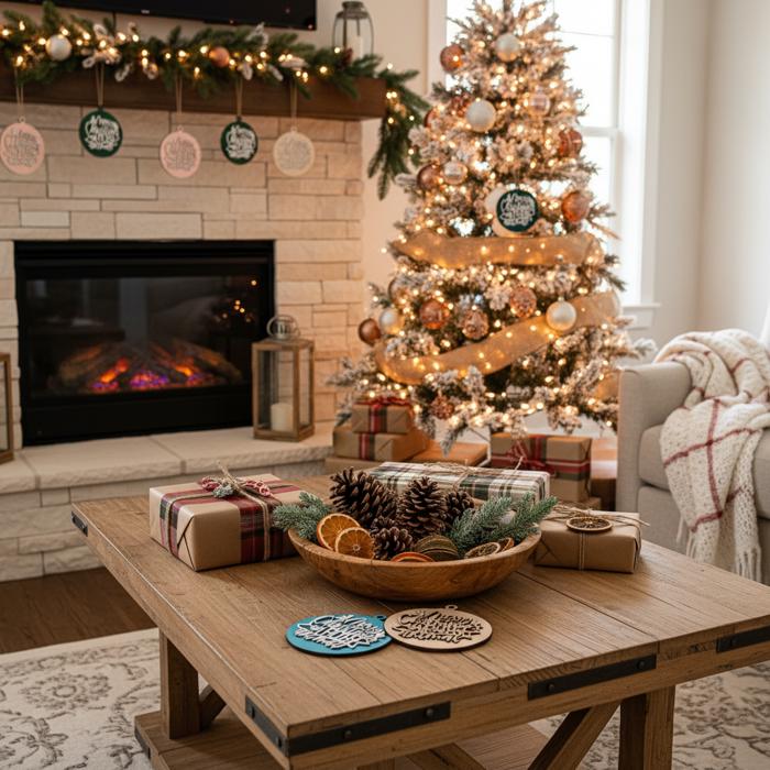 Handmade Wooden Christmas Ornaments, Farm Fresh Christmas Tree Holiday Home Decor, Unique Hanging Christmas Tree Decorations