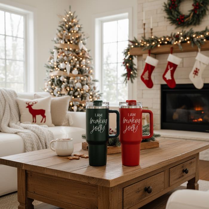 Funny Mom Gifts for Christmas | 40oz Christmas Tumblers with Handle | Red or Green Travel Mugs | Stainless Steel Coffee Mugs & Water Bottles | Holiday Humor Drinkware