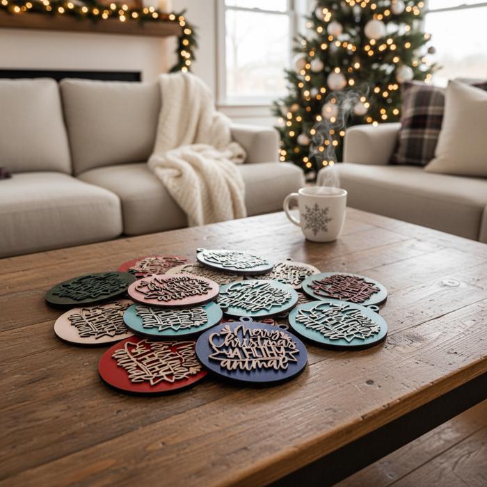 Handmade Wooden Christmas Ornaments, Farm Fresh Christmas Tree Holiday Home Decor, Unique Hanging Christmas Tree Decorations