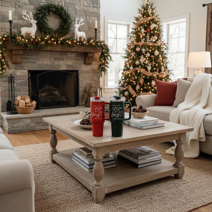 Funny Mom Gifts for Christmas | 40oz Christmas Tumblers with Handle | Red or Green Travel Mugs | Stainless Steel Coffee Mugs & Water Bottles | Holiday Humor Drinkware