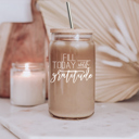  Glass Cups with Lid and Straws 2pk | 17oz Funny Glass Tumblers For Moms | Glass Can Cups