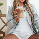  Glass Cups with Lid and Straws 2pk | 17oz Funny Glass Tumblers For Moms | Glass Can Cups