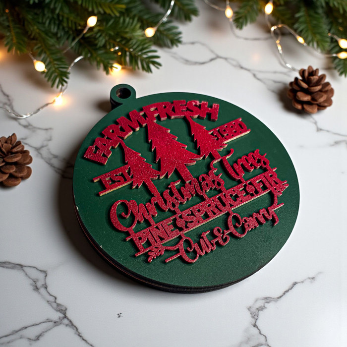 Handmade Wooden Christmas Ornaments, Farm Fresh Christmas Tree Holiday Home Decor, Unique Hanging Christmas Tree Decorations