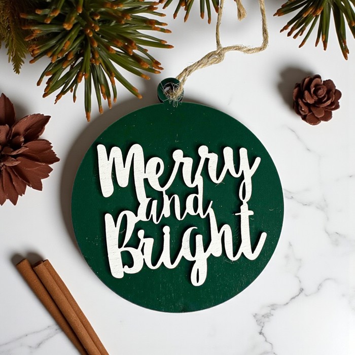 Comfy & Cozy Christmas Home Decor, Handmade Wooden Circle Tree Ornaments or Hanging Holiday Accent, Colorful Cute Christmas Decorations