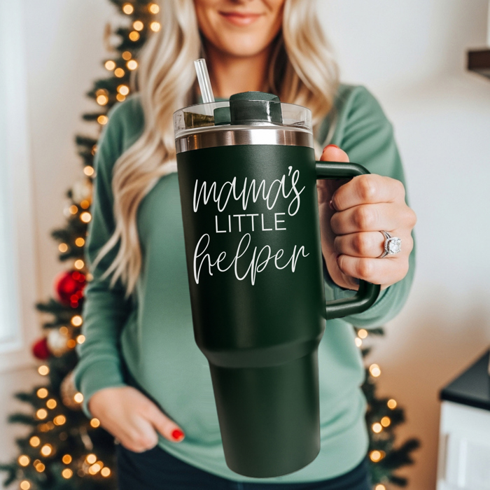 Funny Mom Gifts for Christmas | 40oz Christmas Tumblers with Handle | Red or Green Travel Mugs | Stainless Steel Coffee Mugs & Water Bottles | Holiday Humor Drinkware