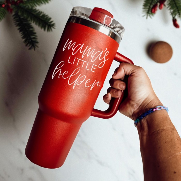 Christmas Tumbler Gifts Funny, 40oz Holiday Tumblers with Handle, Lid & Reusable Straw | Modern 40 oz Red or Green Travel Mugs | Mom Humor Gift Ideas