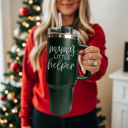 Little Helper-GREEN Christmas Tumbler Gifts Funny, 40oz Holiday Tumblers with Handle, Lid & Reusable Straw | Modern 40 oz Red or Green Travel Mugs | Mom Humor Gift Ideas