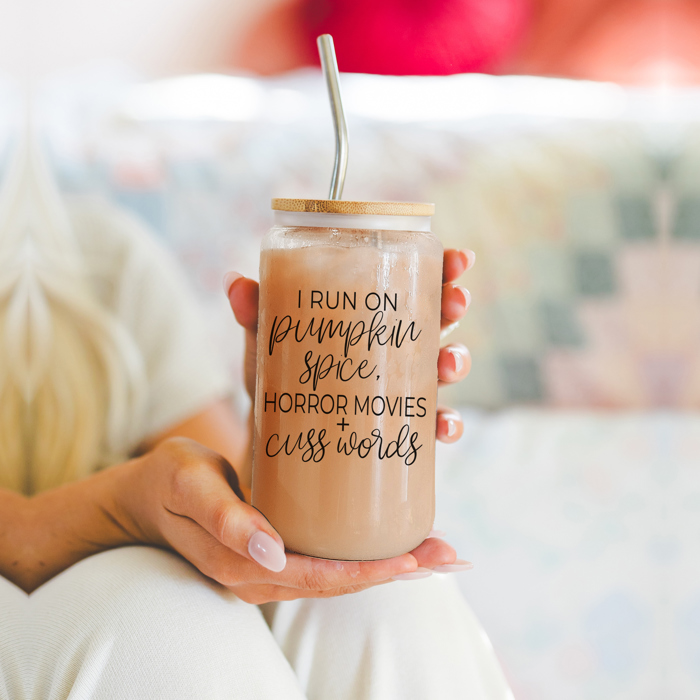 Glass Cups with Lid and Straws 2pk | 17oz Funny Glass Tumblers For Moms | Glass Can Cups