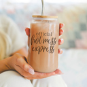 Hot mess Glass Cups with Lid and Straws 2pk | 17oz Funny Glass Tumblers For Moms | Glass Can Cups