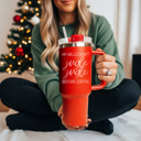  Christmas Tumbler Gifts Funny, 40oz Holiday Tumblers with Handle, Lid & Reusable Straw | Modern 40 oz Red or Green Travel Mugs | Mom Humor Gift Ideas