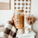  Christmas Kitchen Gifts & Holiday Drinkware Set, 2 Glass Tumblers of Choice, Christmas Glass Coffee Cups with Lid & Straws, Cute, Modern, Funny 
