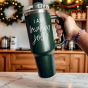  Christmas Tumbler Gifts Funny, 40oz Holiday Tumblers with Handle, Lid & Reusable Straw | Modern 40 oz Red or Green Travel Mugs | Mom Humor Gift Ideas