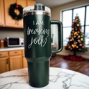  Christmas Tumbler Gifts Funny, 40oz Holiday Tumblers with Handle, Lid & Reusable Straw | Modern 40 oz Red or Green Travel Mugs | Mom Humor Gift Ideas