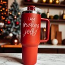  Christmas Tumbler Gifts Funny, 40oz Holiday Tumblers with Handle, Lid & Reusable Straw | Modern 40 oz Red or Green Travel Mugs | Mom Humor Gift Ideas