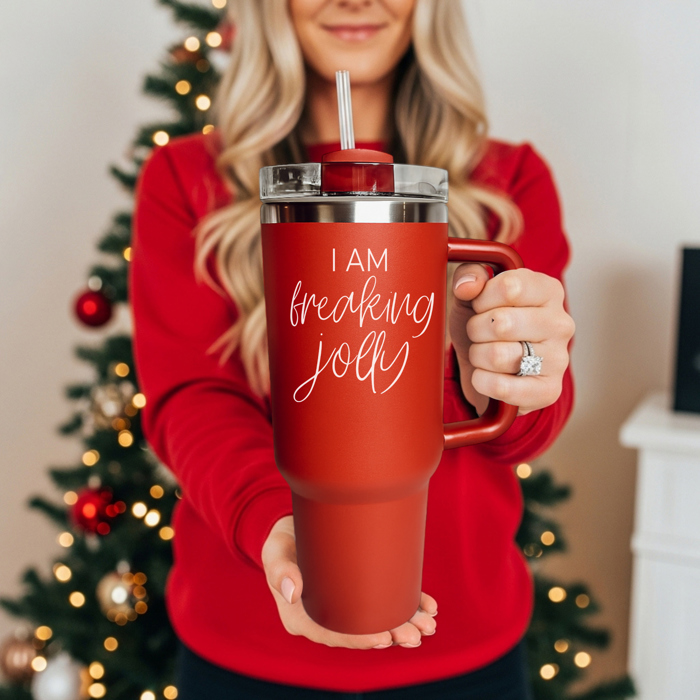 Funny Mom Gifts for Christmas | 40oz Christmas Tumblers with Handle | Red or Green Travel Mugs | Stainless Steel Coffee Mugs & Water Bottles | Holiday Humor Drinkware