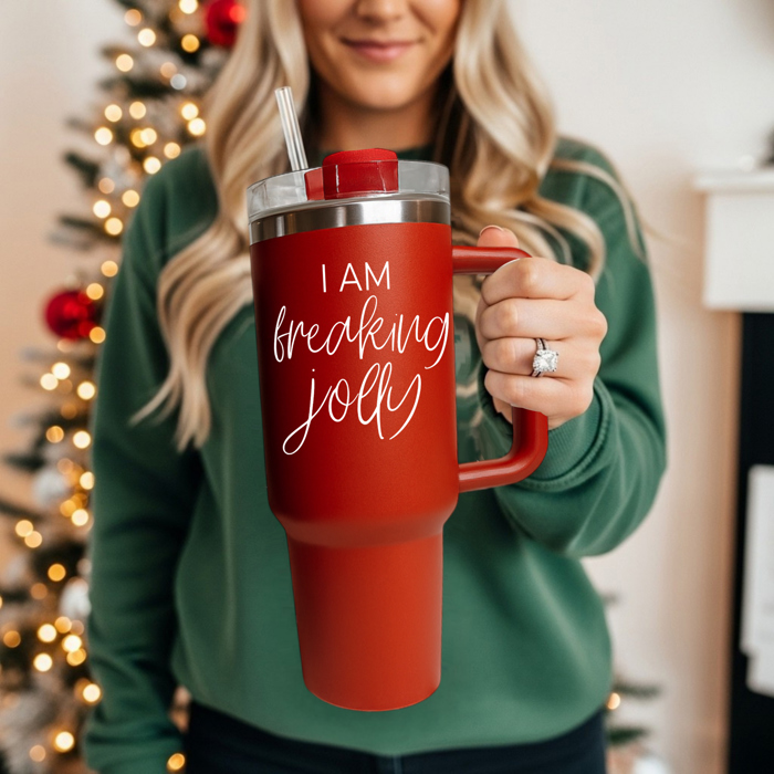 Funny Mom Gifts for Christmas | 40oz Christmas Tumblers with Handle | Red or Green Travel Mugs | Stainless Steel Coffee Mugs & Water Bottles | Holiday Humor Drinkware