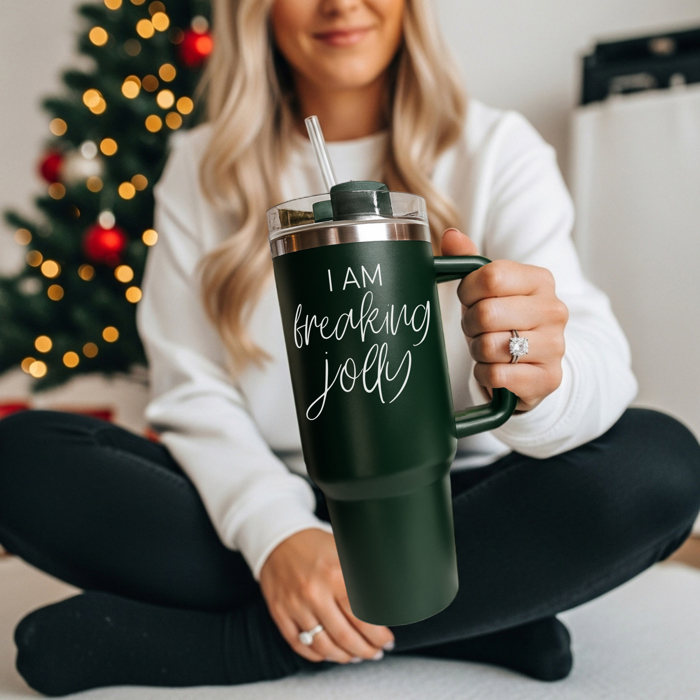 Funny Mom Gifts for Christmas | 40oz Christmas Tumblers with Handle | Red or Green Travel Mugs | Stainless Steel Coffee Mugs & Water Bottles | Holiday Humor Drinkware