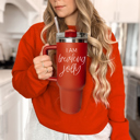 Freaking Jolly-RED Christmas Tumbler Gifts Funny, 40oz Holiday Tumblers with Handle, Lid & Reusable Straw | Modern 40 oz Red or Green Travel Mugs | Mom Humor Gift Ideas