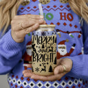  Christmas Glass Tumbler Set 2pk, Modern Cute Holiday Home Decor & Gift Ideas, Glass Coffee Cups with Wood lid and Straws | Glitter Sequin Christmas Cups
