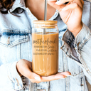  Glass Cups with Lid and Straws 2pk | 17oz Funny Glass Tumblers For Moms | Glass Can Cups
