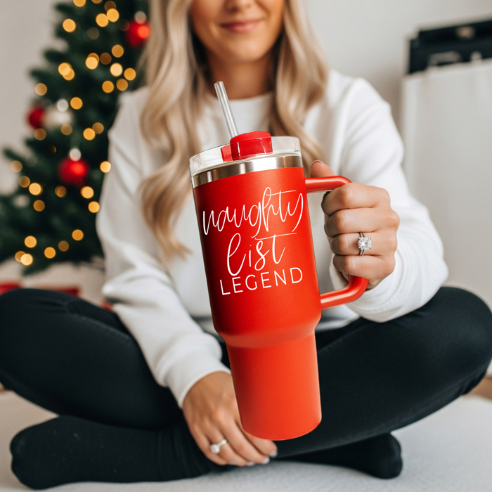 Funny Mom Gifts for Christmas | 40oz Christmas Tumblers with Handle | Red or Green Travel Mugs | Stainless Steel Coffee Mugs & Water Bottles | Holiday Humor Drinkware
