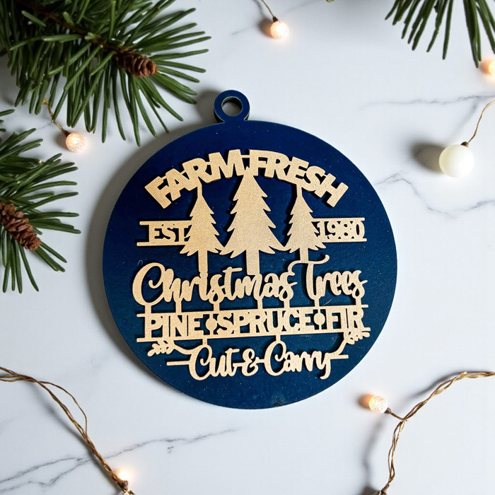 Handmade Wooden Christmas Ornaments, Farm Fresh Christmas Tree Holiday Home Decor, Unique Hanging Christmas Tree Decorations