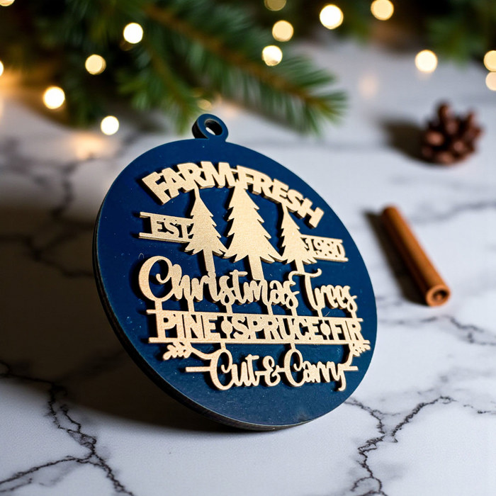 Handmade Wooden Christmas Ornaments, Farm Fresh Christmas Tree Holiday Home Decor, Unique Hanging Christmas Tree Decorations