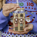  Christmas Glass Tumbler Set 2pk, Modern Cute Holiday Home Decor & Gift Ideas, Glass Coffee Cups with Wood lid and Straws | Glitter Sequin Christmas Cups