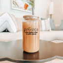 Patience Glass Cups with Lid and Straws 2pk | 17oz Funny Glass Tumblers For Moms | Glass Can Cups