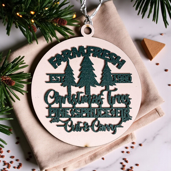 Handmade Wooden Christmas Ornaments, Farm Fresh Christmas Tree Holiday Home Decor, Unique Hanging Christmas Tree Decorations