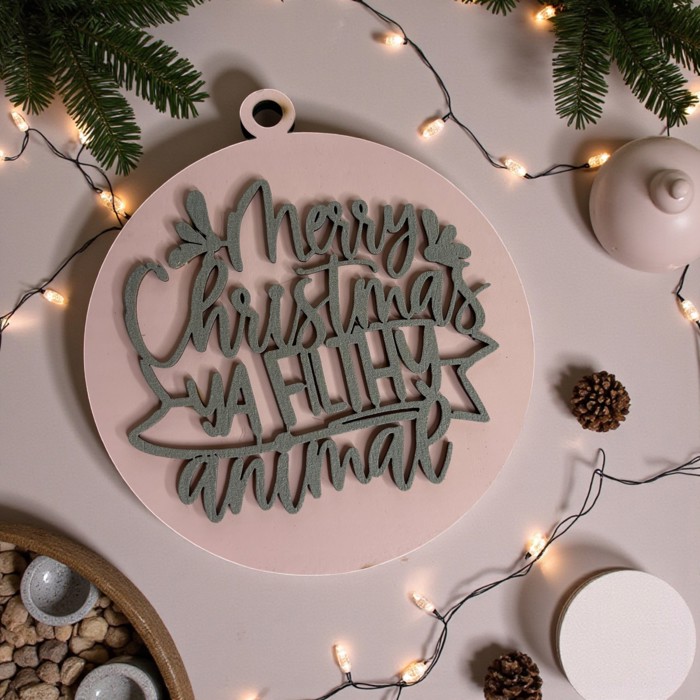 Handmade Wooden Christmas Ornaments, Farm Fresh Christmas Tree Holiday Home Decor, Unique Hanging Christmas Tree Decorations