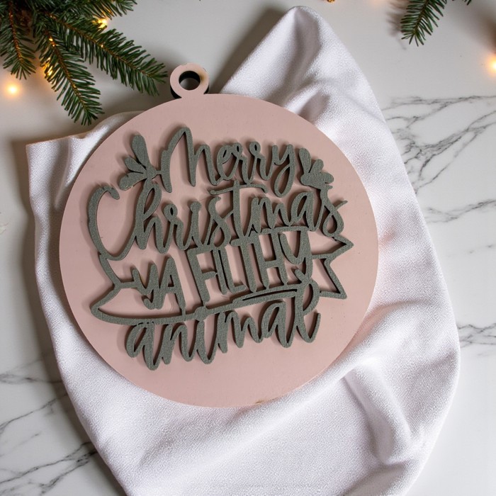 Comfy & Cozy Christmas Home Decor, Handmade Wooden Circle Tree Ornaments or Hanging Holiday Accent, Colorful Cute Christmas Decorations