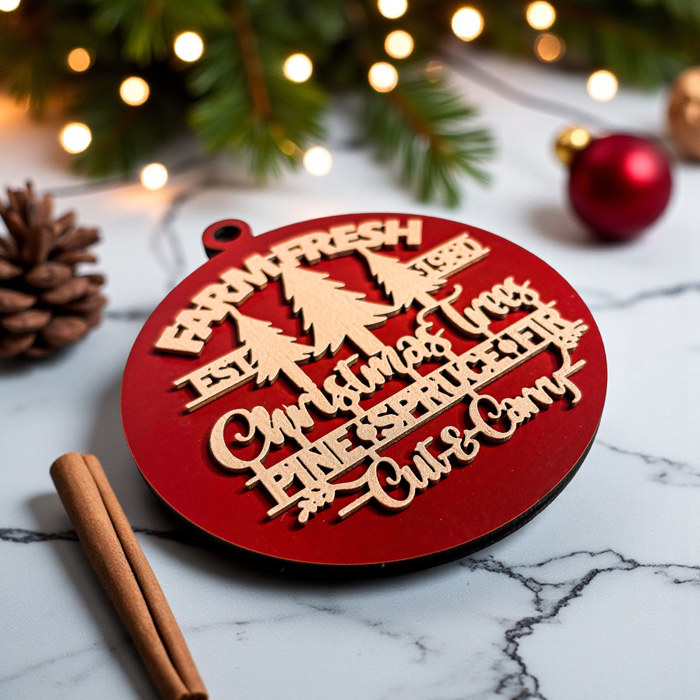 Handmade Wooden Christmas Ornaments, Farm Fresh Christmas Tree Holiday Home Decor, Unique Hanging Christmas Tree Decorations