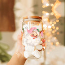  Christmas Glass Tumbler Set 2pk, Modern Cute Holiday Home Decor & Gift Ideas, Glass Coffee Cups with Wood lid and Straws | Glitter Sequin Christmas Cups