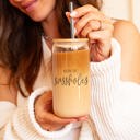 Sassholes Glass Cups with Lid and Straws 2pk | 17oz Funny Glass Tumblers For Moms | Glass Can Cups