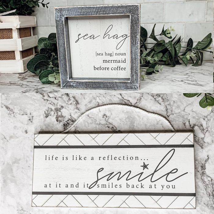 Coastal Summer Home Decoration Bundle 2pk, Beach House Signs, Home Decor Deal