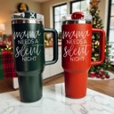  Funny Mom Gifts for Christmas | 40oz Christmas Tumblers with Handle | Red or Green Travel Mugs | Stainless Steel Coffee Mugs & Water Bottles | Holiday Humor Drinkware