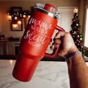  Christmas Tumbler Gifts Funny, 40oz Holiday Tumblers with Handle, Lid & Reusable Straw | Modern 40 oz Red or Green Travel Mugs | Mom Humor Gift Ideas