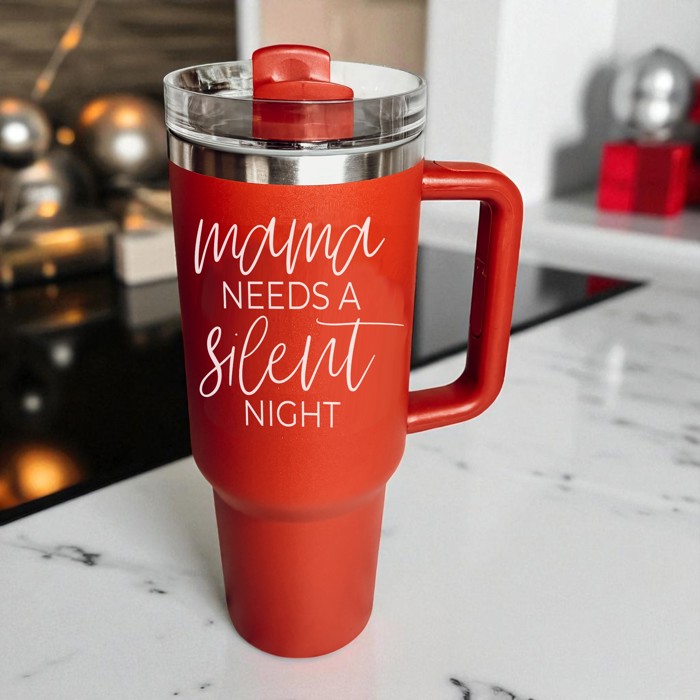 Funny Mom Gifts for Christmas | 40oz Christmas Tumblers with Handle | Red or Green Travel Mugs | Stainless Steel Coffee Mugs & Water Bottles | Holiday Humor Drinkware