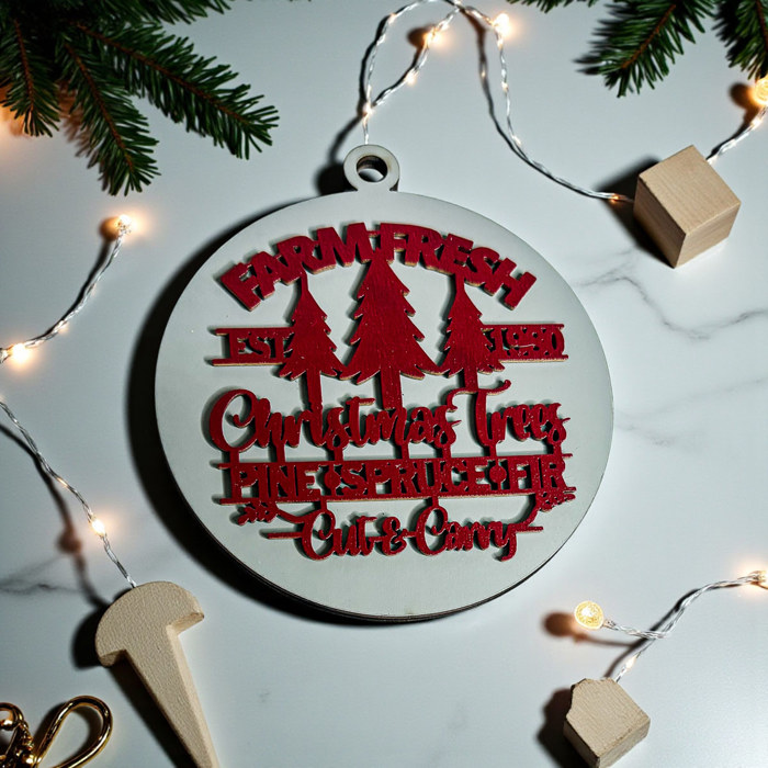 Handmade Wooden Christmas Ornaments, Farm Fresh Christmas Tree Holiday Home Decor, Unique Hanging Christmas Tree Decorations