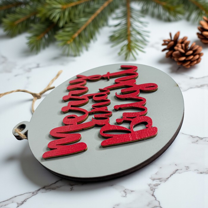 Comfy & Cozy Christmas Home Decor, Handmade Wooden Circle Tree Ornaments or Hanging Holiday Accent, Colorful Cute Christmas Decorations