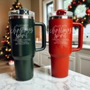  Christmas Tumbler Gifts Funny, 40oz Holiday Tumblers with Handle, Lid & Reusable Straw | Modern 40 oz Red or Green Travel Mugs | Mom Humor Gift Ideas