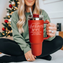  Christmas Tumbler Gifts Funny, 40oz Holiday Tumblers with Handle, Lid & Reusable Straw | Modern 40 oz Red or Green Travel Mugs | Mom Humor Gift Ideas