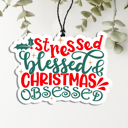 Stressed Blessed Car Air Fresheners, Hanging Christmas Freshies | Cheap Stocking Stuff Gifts | Pink Christmas | Funny Gift Ideas