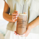  Glass Cups with Lid and Straws 2pk | 17oz Funny Glass Tumblers For Moms | Glass Can Cups