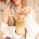 Successful Woman Glass Cups with Lid and Straws 2pk | 17oz Funny Glass Tumblers For Moms | Glass Can Cups