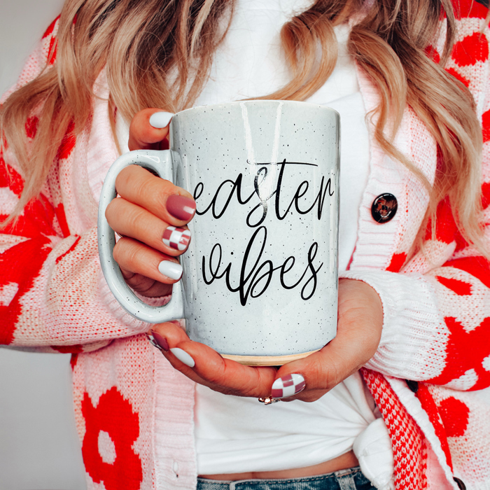 Easter Gift Bundle For Adults - Spring Ceramic Coffee Mugs and Soy Scented Candle 2pk | Pastel Easter Mugs & Spring Scents