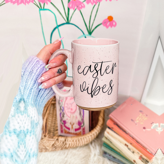 Easter Gift Bundle For Adults - Spring Ceramic Coffee Mugs and Soy Scented Candle 2pk | Pastel Easter Mugs & Spring Scents