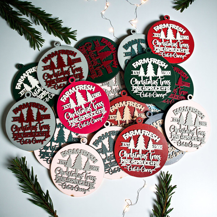 Handmade Wooden Christmas Ornaments, Farm Fresh Christmas Tree Holiday Home Decor, Unique Hanging Christmas Tree Decorations