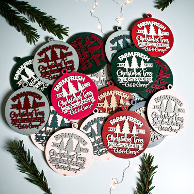 Handmade Wooden Christmas Ornaments, Farm Fresh Christmas Tree Holiday Home Decor, Unique Hanging Christmas Tree Decorations